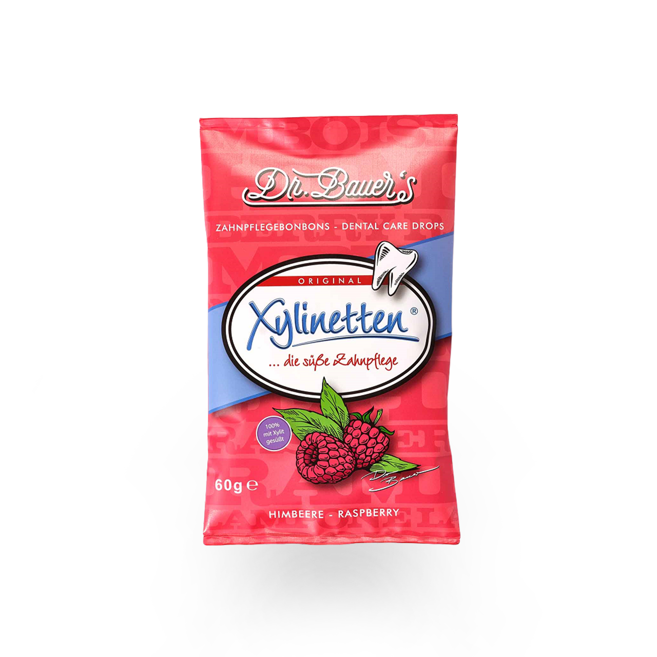 Dr. Bauer`s Xylinetten Zahnpflege - Bonbons Himbeere, 60 g Beutel