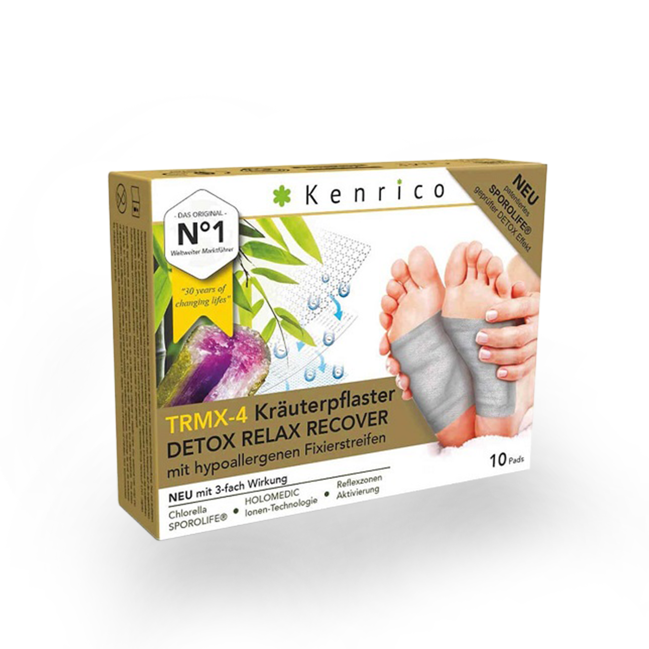 Bambus - BIO Kräuter Vitalpflaster DETOX RELAX RECOVER mit 3-fach Wirkung, 10 Stk.