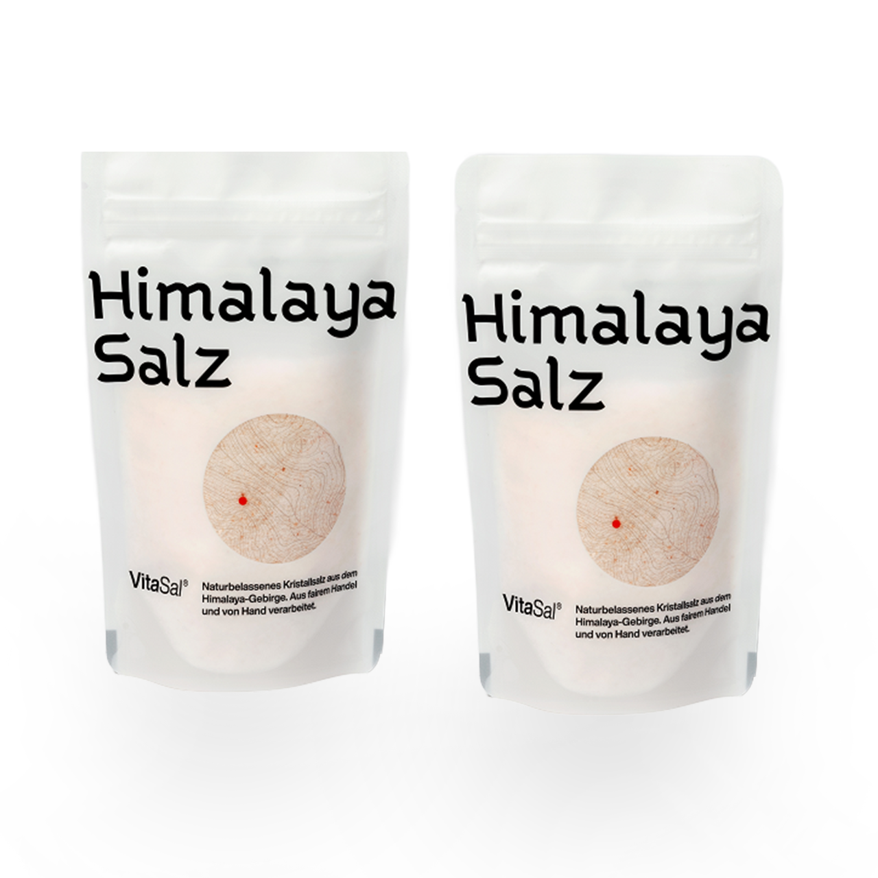 DUO Himalaya Kristallsalz Fairtrade, fein 2 x 400 g Nachfüll Beutel mit Preisvorteil!