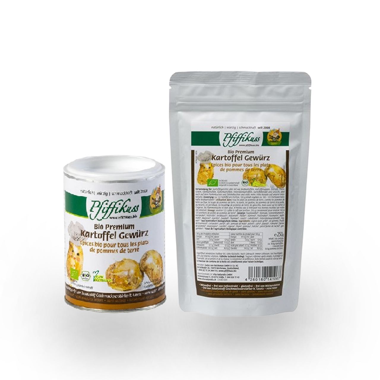 KOMBI Pfiffikuss BIO Kartoffel Gewürzmischung 100g Dose + 250g Nachfüller