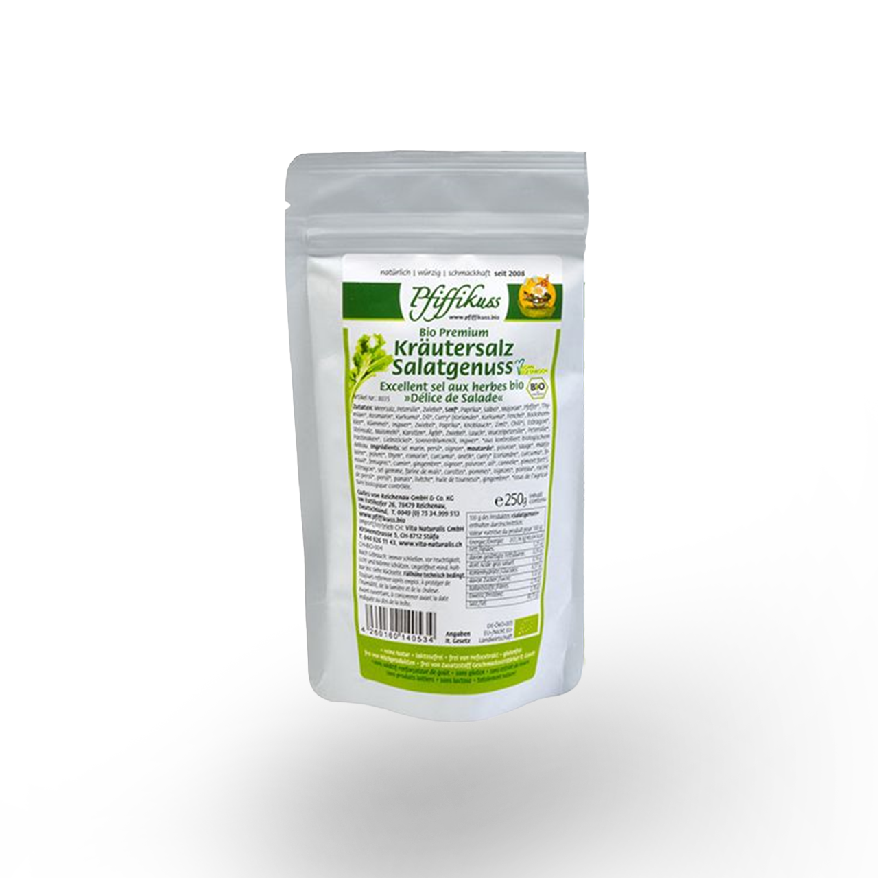 DUO Pfiffikuss BIO Kräutersalz Salatgenuss 2 x 250g Nachfüller